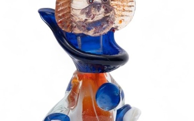 Artist Hand-blown Glass of Clown "Made in Italy Venezia" Stamp