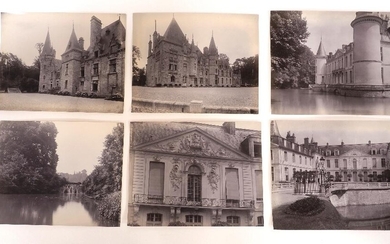 Attributed to Frederick Henry Evans, British 1853-1945- A group of twenty two black and white photographs of Chateau du Champs, Chateau du Bois Cornillé and Chateau Ermenonville, France albumen prints, unframed, inscribed to verso, average sizes...