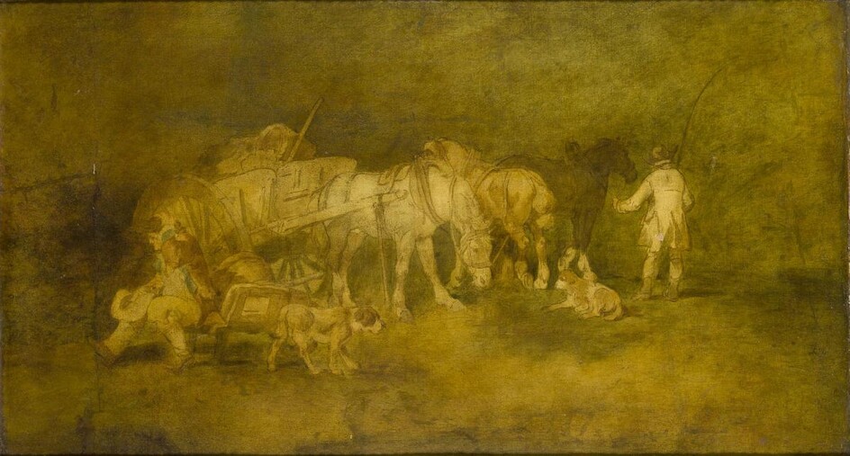 Attributed to George Morland, British 1762-1804- Drovers resting; oil on...