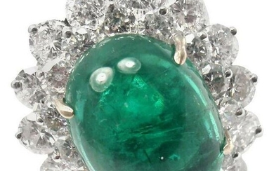 Authentic Craig Drake 18k White Gold Large 10.97ct Emerald Diamond Cocktail Ring