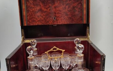 Baccarat - Baccarat liquor cabinet - Napoleon III Style - Brass, Crystal, Elm, Kingwood - Late 19th century