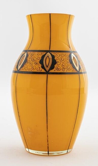 Bohemian Czech Art Glass & Enamel Vase