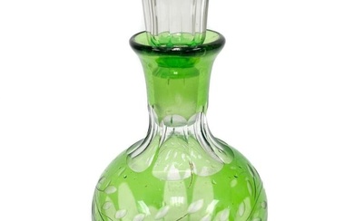 Bohemian green cut to clear decanter.