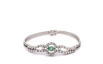 Bracelet White gold Emerald - Diamond