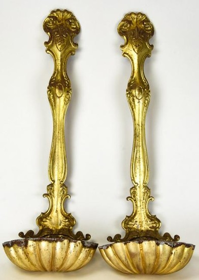 Brass Tone Neo Classical Shell Form Brackets Italy