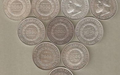 Brazil - 2000 Reis 1851/1889 (10 pieces)- Silver