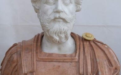 Bust, Sculpture, Emperor Marcus Aurelius - Cm. 74 - Marble - Second half 20th century