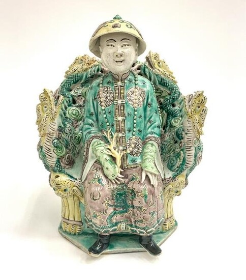 CHINESE PORCELAIN SEATED EMPEROR