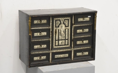 Cabinet in blackened wood inlaid with ivory with...