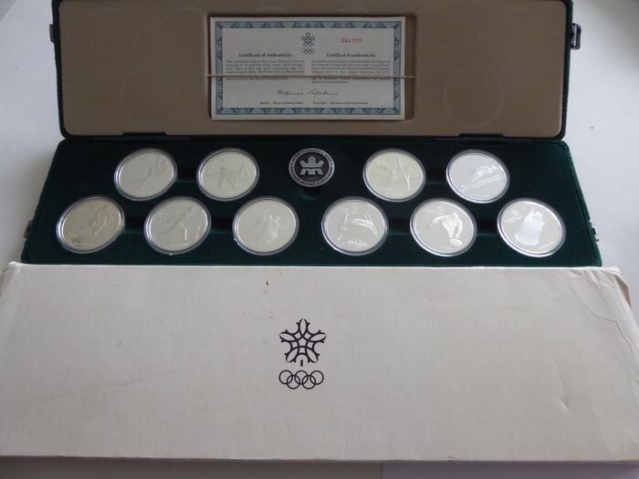 Canada. Elizabeth II. Dollar Set 10 Zilveren 1 ounce munten Olympiade 1988 in groene doos