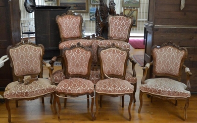 Carved walnut Louis XV style lounge