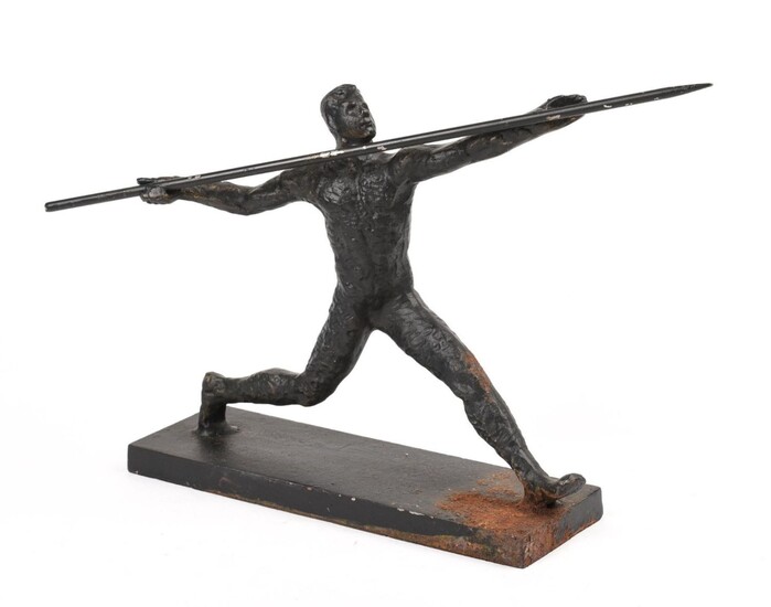 Cast Iron Sculpture of a Javelin Thrower.