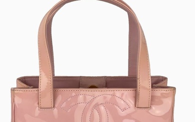 Chanel Bag Triple CC Logo Small Pink Patent Leather Tote Shoulder Bag