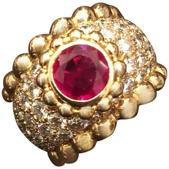 Chanel Ruby Diamond Gold Ring
