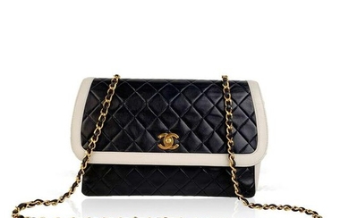 Chanel Vintage Blue and White Quilted Leather Shoulder