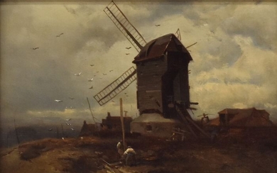 Charles Hoguet (1821-1870) - Landschap met molengezicht