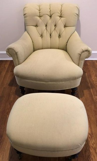 Chesterfield Custom Upholstered Chair + Ottoman