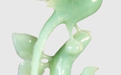 Chinese Carved Jade Tree With Perching Birds
