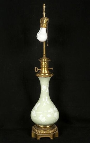 Chinese Celadon Glaze Porcelain Lamp