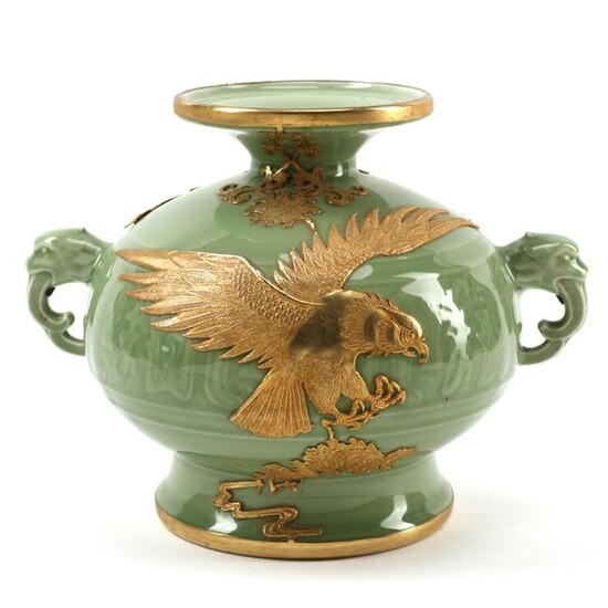 Chinese Celadon Porcelain Jar with Dore Bronze Mount.