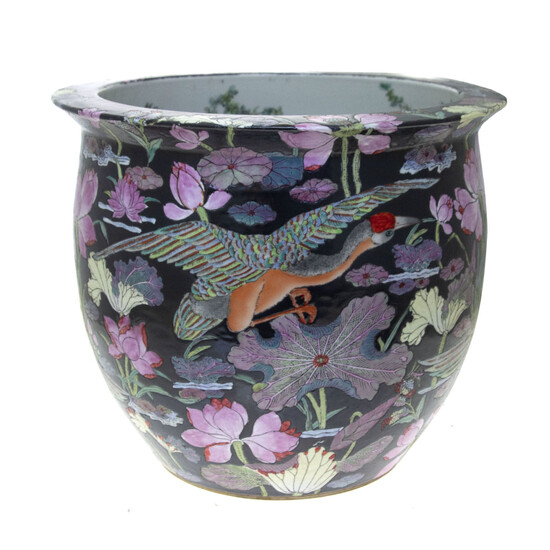 Chinese Porcelain Famille Noire Fish Bowl.