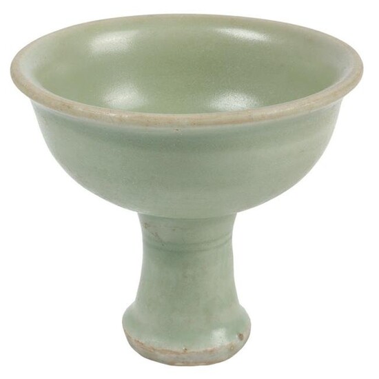Chinese celadon glaze Longquan pottery wine goblet or