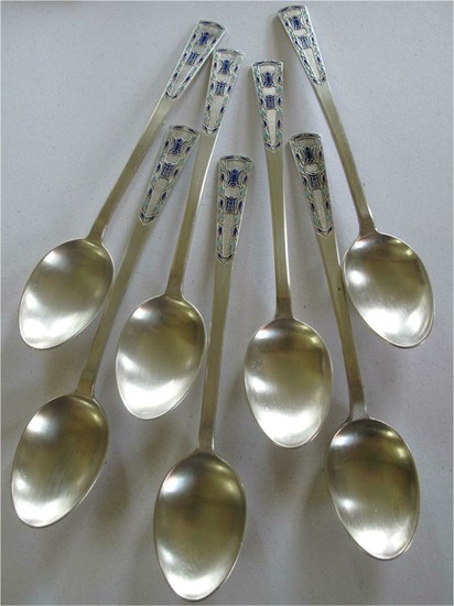 Chinese export silver enameled heavy large antique Spoons along with two Korean serving spoons A6WBE