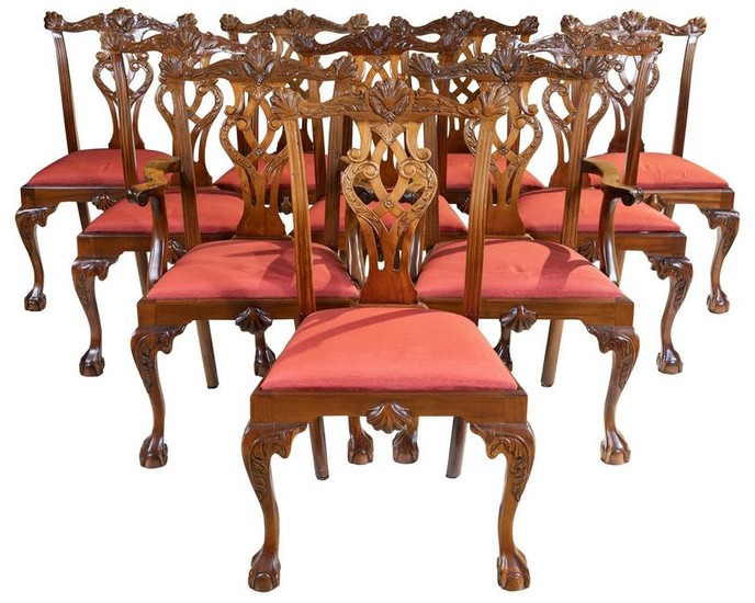 Chippendale Style Mahogany Dining Chairs - 10