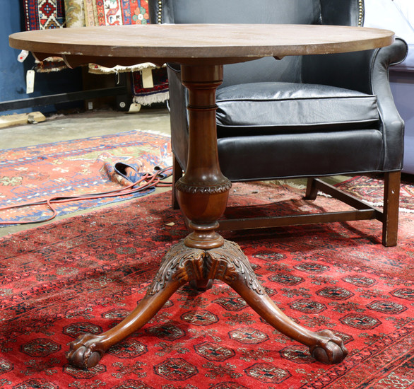 Chippendale style mahogany tilt top tripod tea table