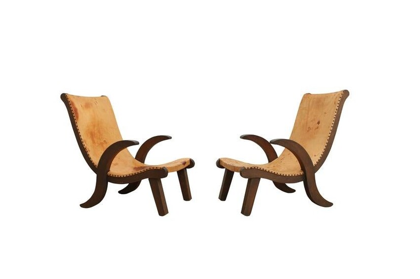 Clara Porset style, Butaque chairs, pair