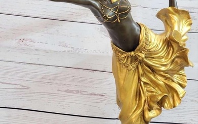Colinet Inspired Golden Arabesque Dancer Bronze Sculpture - 17" x 12"