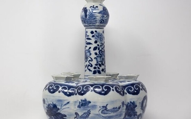 Crocus Vase (1) - Blue and white - Porcelain - Mandarin duck - China - 19th century
