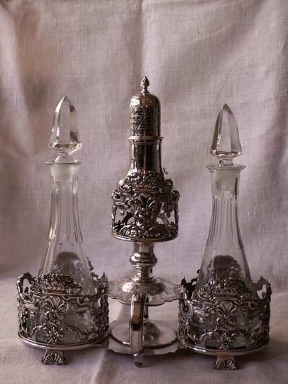 Cruet stand, Silver bottle holder (1) - .934 silver - Hendrik Swierink - Amsterdam - 1750 - Netherlands - Mid 18th century