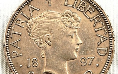 Cuba - Peso (Souvenir) 1897 (Closely date) contribution series- Copper
