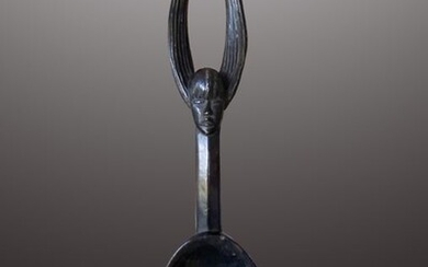 Cuillère cérémonielle figurant un masque à cornes - Wood - Côte d'Ivoire - 1st half 20th century