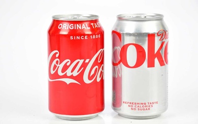 DAMIEN HIRST (born 1965); two stamp signed Coca-Cola cans (one...
