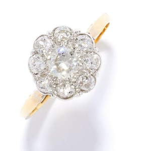 DIAMOND CLUSTER DRESS RING in high carat yellow gold