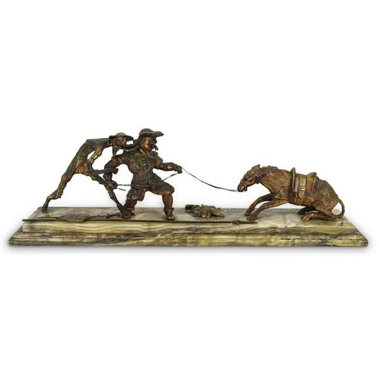 Don Quixote Bronze & Onyx Marble Sculpture