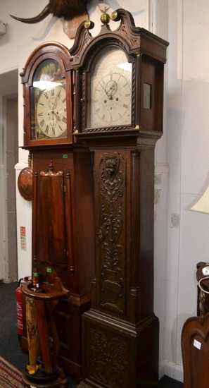 EDINBURGH maker antique oak cased grandfather clock