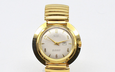 EMP AUTOMATIC, 25 JEWELS, GOLD-PLATED WRISTWATCH, GOLD-PLATED FLEX BAND, 44X40MM, AROUND 1960S.