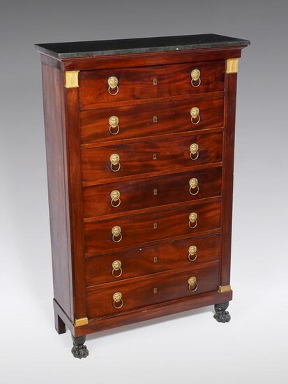 EMPIRE ORMOLU MOUNTED CHEST OF DRAWERS