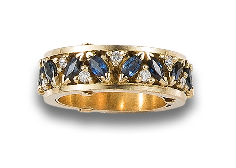 ETERNITY RING OF SAPPHIRES AND DIAMONDS, IN YELLOW GOLD