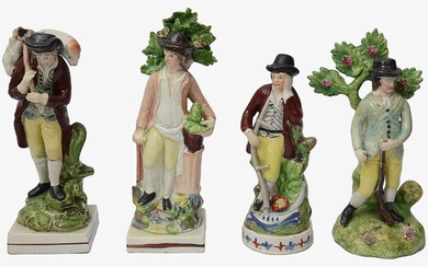 Early 19th century Staffordshire pearlware figures of rustic characters