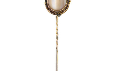 Early 20th gold agate stickpin