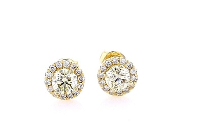 Earrings - 14 kt. Yellow gold - 1.28 tw. Diamond (Natural) - Diamond