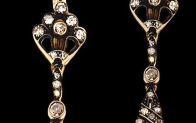 Earrings Imperial Russian Antique 56 Gold (14k gold) Art Deco 1.50ct Diamond & Amethyst Earrings Ruse Circa