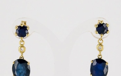 Earrings Yellow gold Sapphire - Diamond