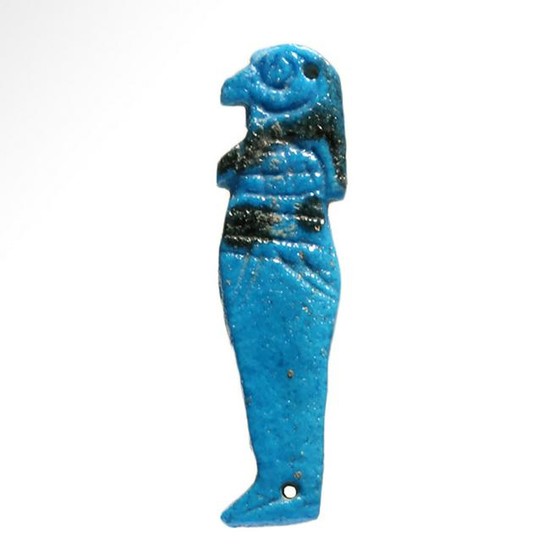 Egyptian Bichrome Faience Figure of the Falcon-Headed