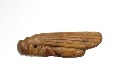 Egyptian Yellow Stone Grasshopper Amulet, Late Period