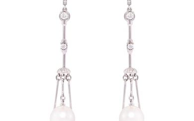 Ella Gafter South Sea Pearl Diamond Tassel Chandelier Earrings